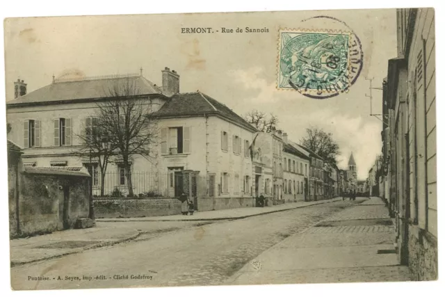 CPA Carte Postale Ancienne ERMONT (95) Rues de Sannois, circulée en 1906