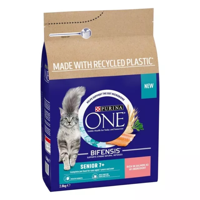 Purina One 7+ Senior Cat Dry Food Salmon and Whole Grains 2.8kg