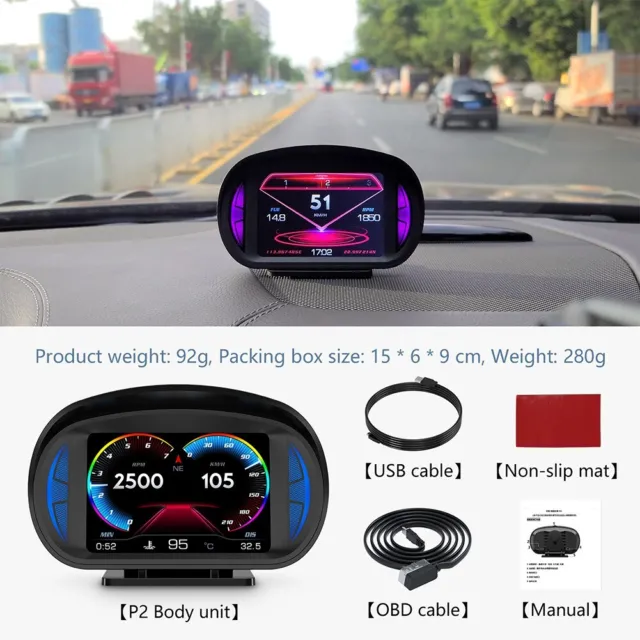 Car Head Up Display HUD Gauge GPS OBD2 Driving Computer Temperature Speedometer