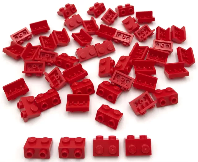 Lego 50 New Red Brackets 1 x 2 - 1 x 2 Parts