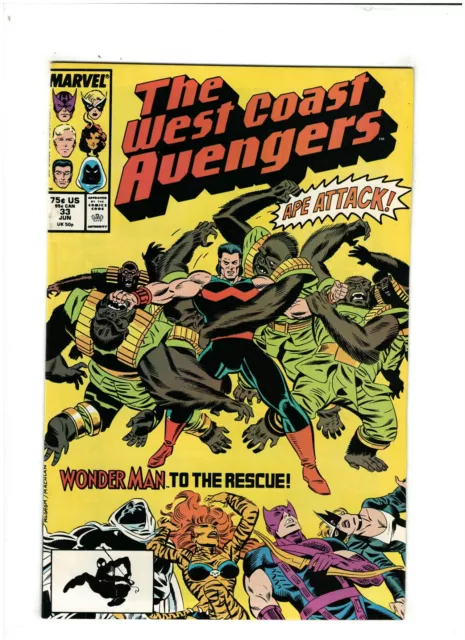 West Coast Avengers #33 VF+ 8.5 Marvel Comics1988 Hawkeye & Moon Knight
