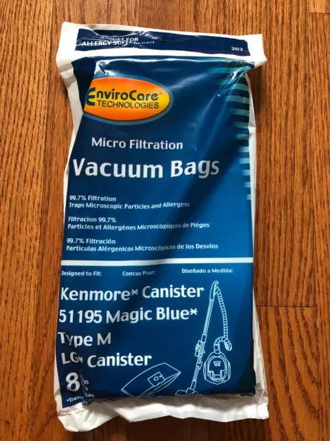 8 Sears Kenmore Type M 51195 Magic Blue LG Canister Vacuum Bags 21495 2051195