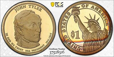 2009-S Usa Presidential Dollar John Tyler Pcgs Pr69Dcam Gorgeous Toned Color