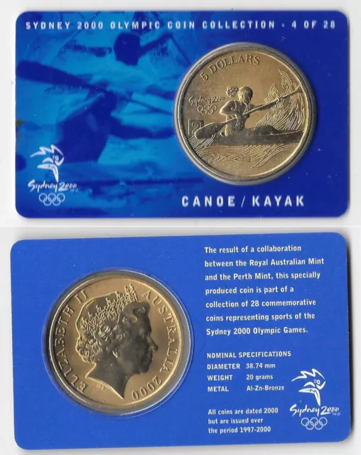 AUSTRALIA 5 DOLLARS 2000 UNC Sydney Olympics Canoe-Kayak B4