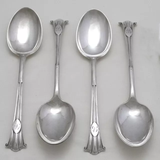 17th CENTURY Design MAPPIN & WEBB Silver Service Cutlery 4 Table / Soup Spoons