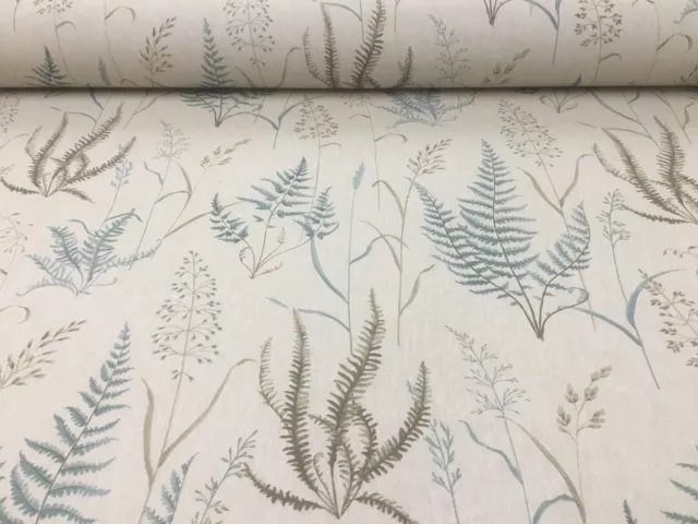 French Linen Forest Fern Teal 140cm wide  Curtain/Craft Fabric