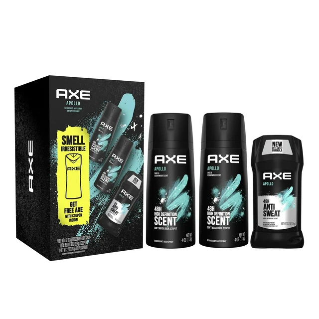 AXE APOLLO DEODORANT Body Spray & Antiperspirant 3 PC Gift Set for Men