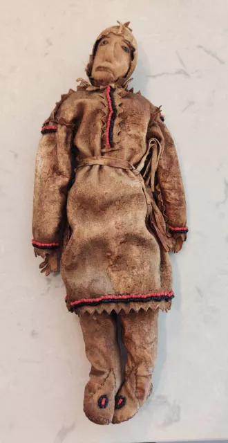 Antique Native American Indian Doll - Southern Alaska 1930s-60s smoked hide bead