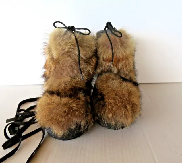 VTG Tecnica Italy Apres Genuine Fox Fur Eskimo Boots Ski Women's SZ 40.5 US 9.5W 2