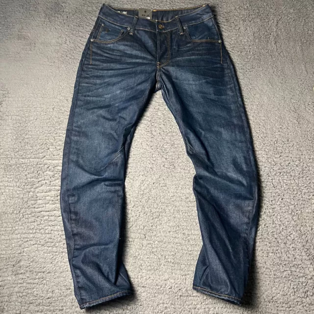 G-Star Raw Jeans Mens 28x26 Blue Dark Aged Arc 3D Slim Hydrite Denim NWT Hemmed