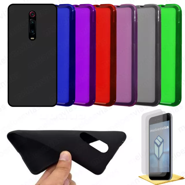 Funda carcasa XIAOMI Mi 9T + 2 PROTECTORES PANTALLA GEL TPU Mate Colores