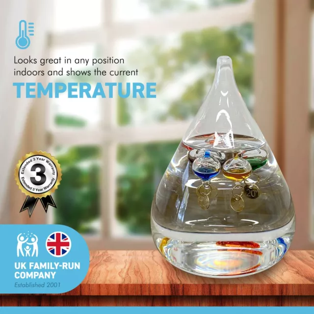 Free standing tear drop Galileo thermometer 3