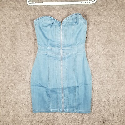 Haute Monde Women Sz L Sleeveless Sweetheart Bust Denim Dress Blue NWT Sexy