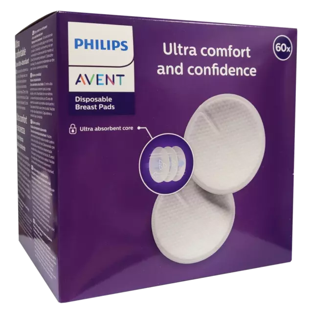 AVENT Ultra Comfort Disposable Breast Pads 60 Pack Silky Soft Feel SCF254/61