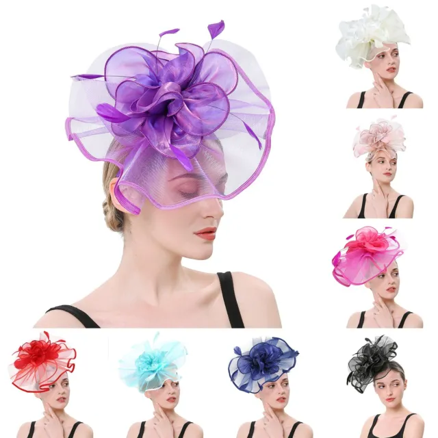 Fascinators Hat for Women Tea Party Hat Mesh Feather Headband Hair Clip Cocktail