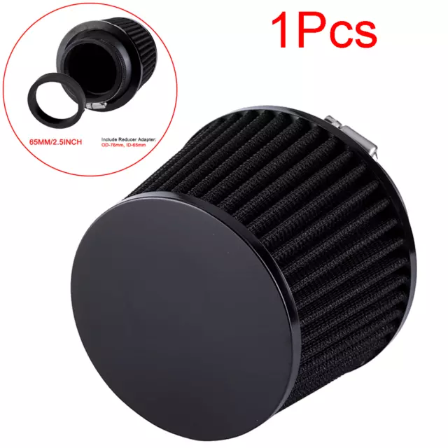 65mm/2.5" Air Filter Pod w/ Rubber Adapter For Car Motorcycle ATV Scooter Black