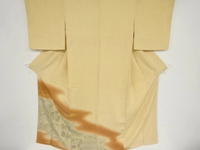 37509# Japanese Kimono / Antique Kimono / Embroidery / Bamboo Grass & Floral