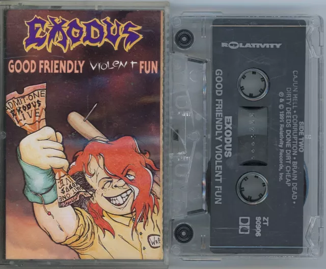 Exodus - Good Friendly Violent Fun RARE 1991 Relativity CLEAR TAPE Cassette