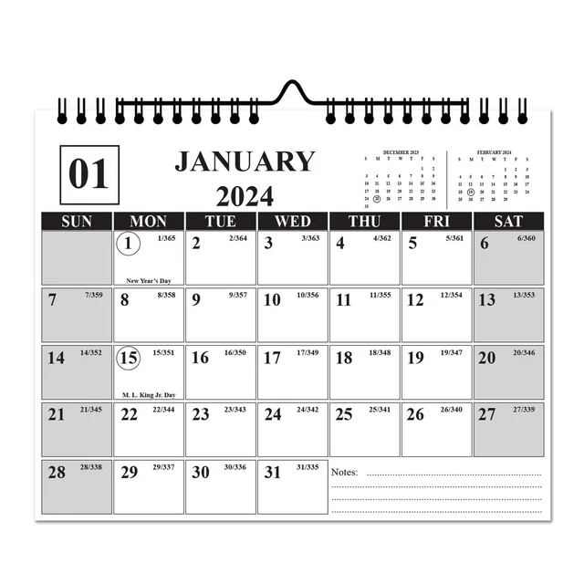2024 WALL CALENDAR, from January to December, Size 14.5" x 11.5" 17.32