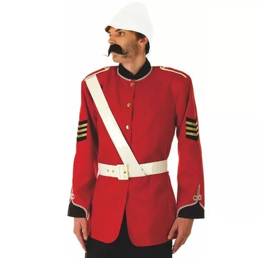 Mens Zulu Boer War Soldier Costume Adult Red Military Uniform Fancy Dress M - XL 2