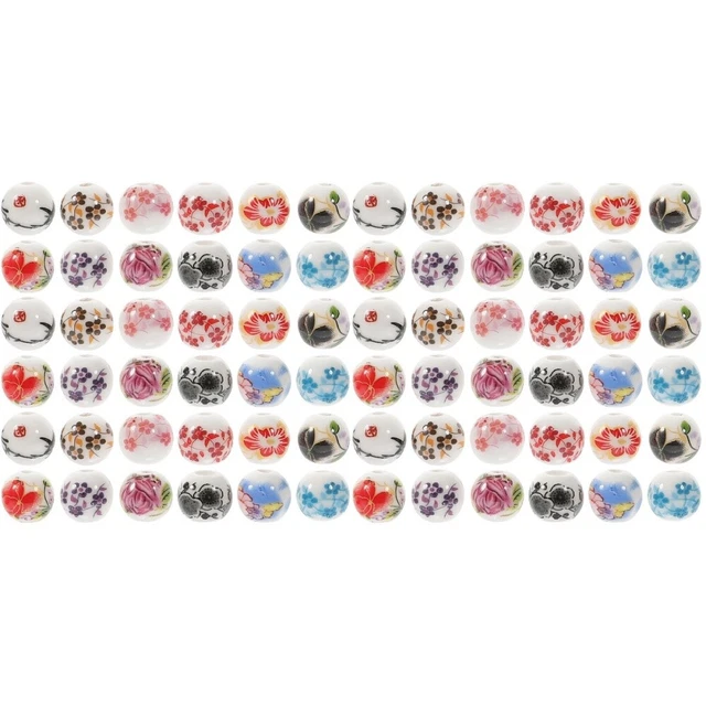 ceramic jewelry beads 200 Stcs Keramikperlen handgefertigte Porzellanblüten rund