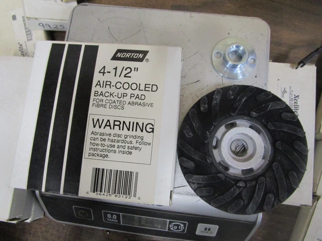 Norton 4-1/2" Air Cooled Rubber Back Up Pad W/Nut For Fiber Discs 5/8" - 11 USA