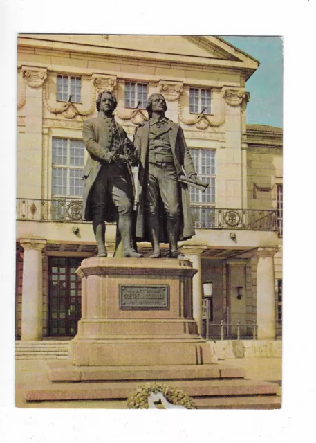 F1025 alte AK Weimar Nationaltheater Goethe Schiller gelaufen 1987