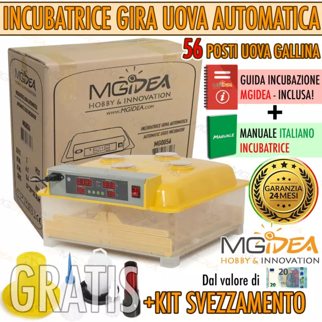 Incubatrice Uova Automatica 56 Posti Girauova Cova Schiusa + Kit Nascita Pulcini