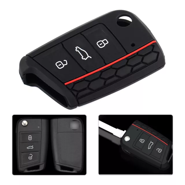 Black Silicone Flip Remote Key FOB Cover Case Shell fit for VW Golf 7 Mk7