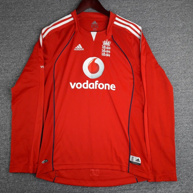 2008 England Away Cricket Shirt Adult S Small Adidas Vodafone Long Sleeve