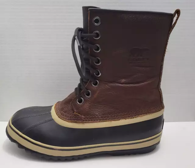SOREL DUCK BOOTS Waterproof Brown Leather Shoes Mens Size 8 **Please ...