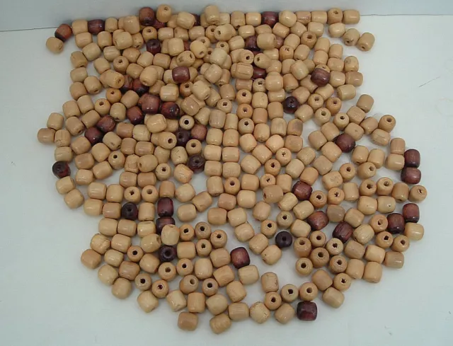 vintage wooden macrame jewelry craft 350 bead lot blond wood dark wood