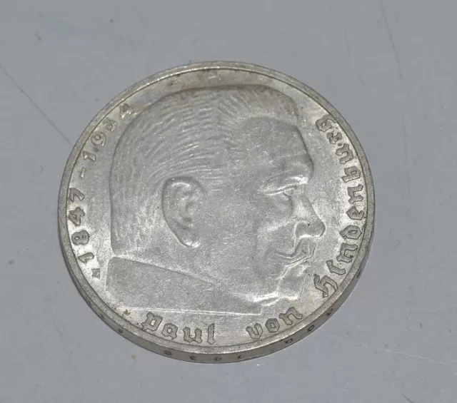 Deutsches Reich 2 Reichsmark 1938 E »Paul von Hindenburg«, Silber ungereinigt