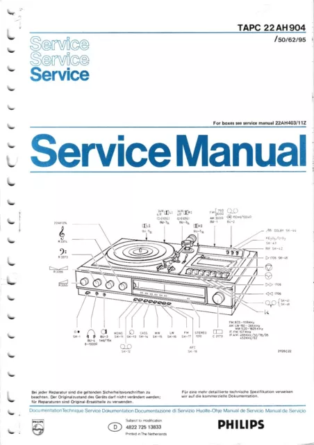 Service Manual-Anleitung für Philips TAPC 22 AH 904