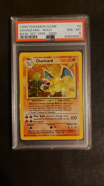 CHARIZARD 4/102 PSA 8 MINT NM Base Set 1999-2000 Holo Vintage WOTC Pokemon Card