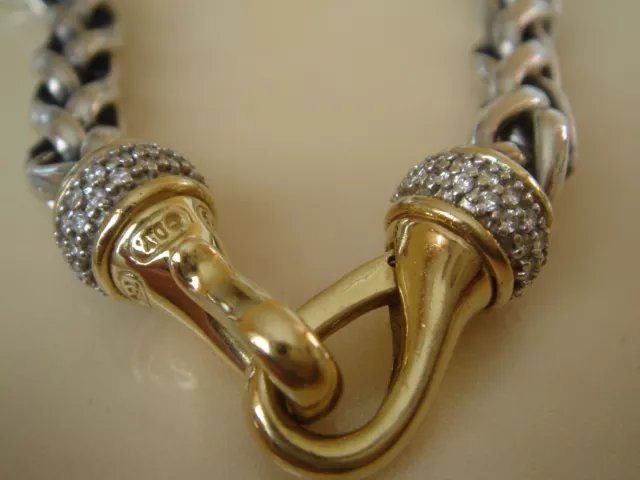 $4200 David Yurman 18K Gold Ss Diamond Wheat Chain Necklace.