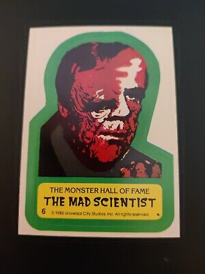 1980 Universal Studios - Monster Hall of Fame Sticker Card #6 The Mad Scientist