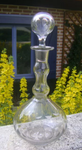 Magnifique Et Ancienne Carafe A Decanter En Cristal A Cotes Plates N1399