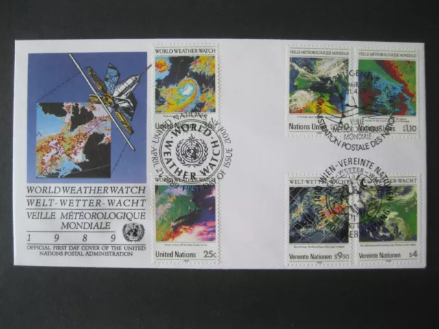 Briefmarken Brief FDC UNO Wien Genf New York WELT-WETTER-WACHT 1989