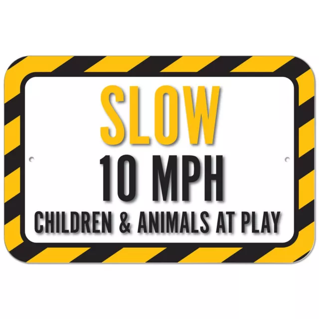 Plastic Sign Slow 10 MPH Children And Animals At Play