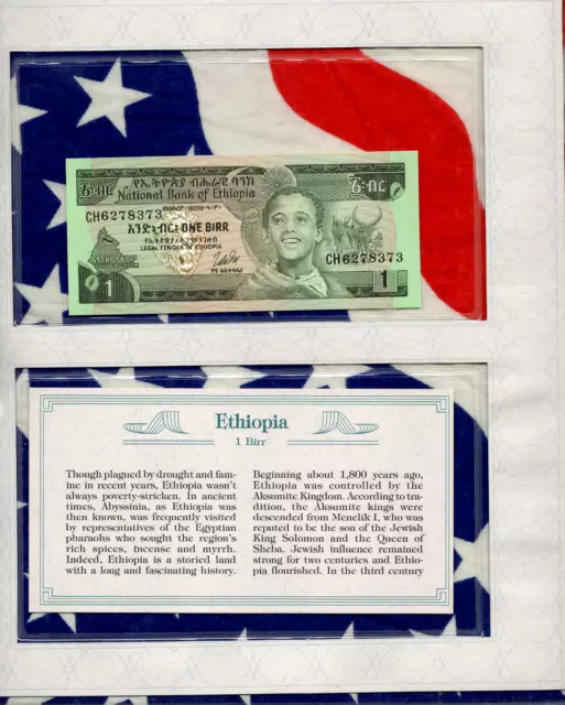 *Most Treasured Banknotes Ethiopia 1976 1 Birr P 30b UNC Prefix CH