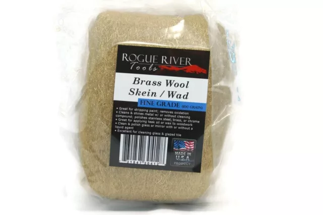 Brass Wool (3.5 Oz Skein/Pad) - by Rogue River Tools. CHOOSE GRADE! -Made in USA