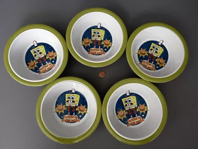 Set of 5 Sponge Bob "Fortified By Krabby Patties!" Cereal Bowls