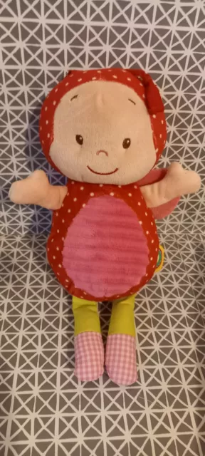 Doudou peluche coccinelle beige rose rouge Minimi 25 cm