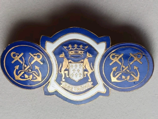 Broche Vintage Aux Armes De La Bretagne - Épinglette « À Ma Vie » - Occasion