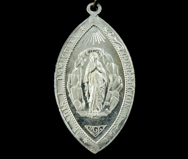 OUR LADY OF Lourdes Cathedral Large Vintage Oval Medal Pendant Aluminum ...