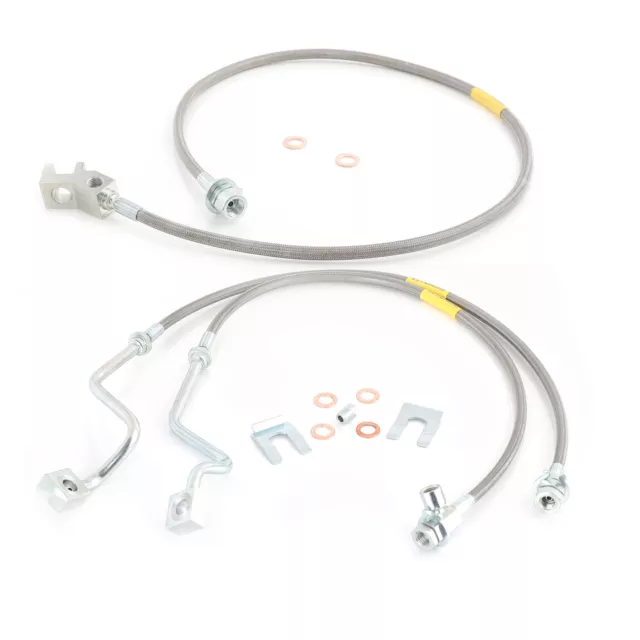 4-8" lift Front+Rear Extended SS Brake Lines for Ford F-250 350 99-04 Super Duty