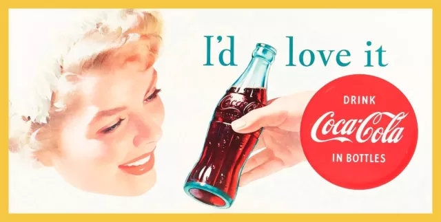 Coca Cola I'd Love It Coke Bottle 24" Heavy Duty Usa Made Metal Advertising Sign