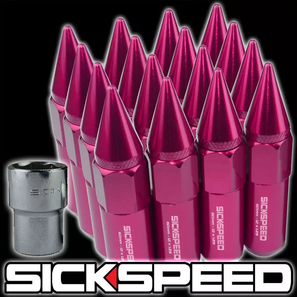 Sickspeed 16 PC Rosa Appuntito Alluminio 60MM Esteso Bloccaggio Lug Dadi 1/2x20