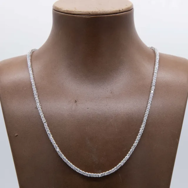 2.5mm Round Cut CZ Tennis Chain Necklace Real Sterling Silver 925 All Sizes